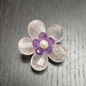 92.5% Silver Elegant Pink and Purple Flower Brooch - China